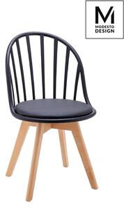 Modesto Krzesło Albert Czarne - Polipropylen, Ekoskóra, Drewno Bukowe