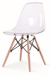 Krzesło Ice Wood Transparentne - Poliweglan, Podstawa Bukowa