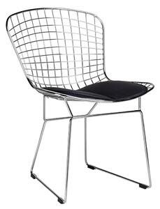 Krzesło Net Soft Chrom - Czarna Poduszka, Metal