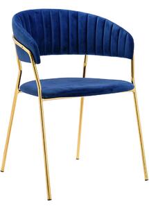 Krzesło Margo Ciemny Niebieski - Welur, Podstawa Złota