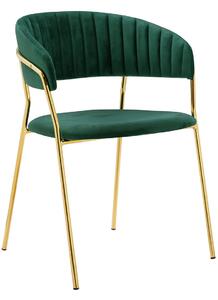 Krzesło Margo Ciemny Zielony - Welur, Podstawa Złota