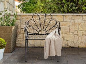 Ozdobne krzesło ogrodowe vintage retro metalowe czarne z podłokietnikami Liguria Beliani