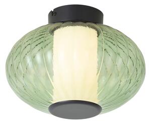 Designerska lampa sufitowa czarna 28 cm z zielonym szkłem, zintegrowany LED, 3-stopniowo ściemnialna - Margherite