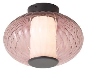 Designerska lampa sufitowa czarna 28 cm z fioletowym szkłem z LED z 3-stopniową regulacją - Margherite