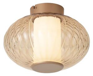 Designerska lampa sufitowa mosiężna 28 cm ze szkłem bursztynowym, ze zintegrowaną diodą LED i 3-stopniowym ściemnianiem - Margherite