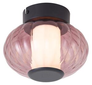 Designerska lampa sufitowa czarna 18 cm z fioletowym szkłem, z wbudowaną diodą LED i 3-stopniowym ściemnianiem - Margherite