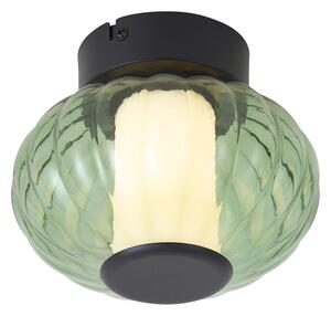 Designerska lampa sufitowa czarna 18 cm z zielonym szkłem ze ściemnialną 3-stopniowo diodą LED - Margherite