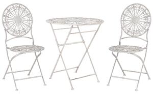 Zestaw mebli balkonowych stół 2 krzesła składany metal biały Scafia Beliani