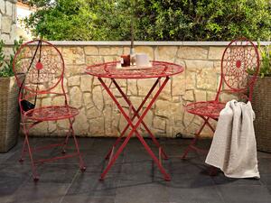 Stolik balkonowy stół składany metal czerwony Bovio Beliani