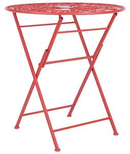 Stolik balkonowy stół składany metal czerwony Bovio Beliani