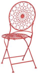 Zestaw mebli balkonowych stół 2 krzesła składany metal czerwony Bovio Beliani