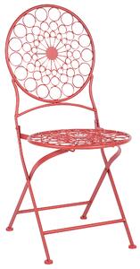 Zestaw mebli balkonowych stół 2 krzesła składany metal czerwony Bovio Beliani