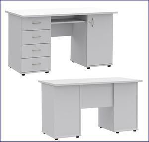 Białe biurko komputerowe z zamkiem - Gareno