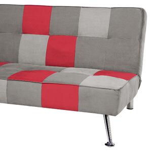 Nowoczesna sofa kanapa rozkładana 3-osobowa metalowe nogi szaro-czerwona Olsker Beliani