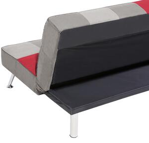 Nowoczesna sofa kanapa rozkładana 3-osobowa metalowe nogi szaro-czerwona Olsker Beliani
