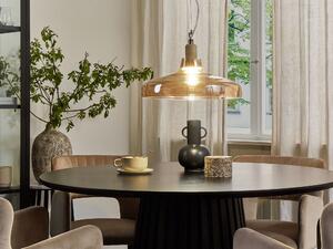 Lampa wisząca sufitowa nowoczesna przeźroczysty klosz jasne drewno Alikos Beliani