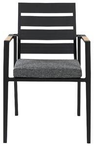 Zestaw 6 krzeseł jadalnianych ogrodowych aluminium z poduszkami czarne Taviano Beliani