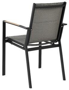 Zestaw 4 krzeseł jadalnianych ogrodowych aluminium z poduszkami czarne Busseto Beliani
