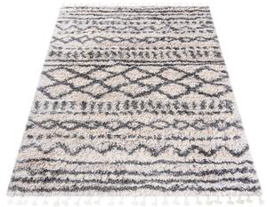 Kremowy dywan shaggy w szare szlaczki - Nikari 6X