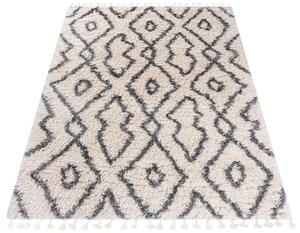 Kremowy dywan włochacz z frędzlami - Nikari 7X