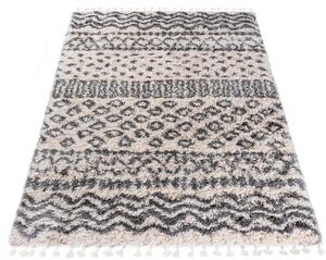Kremowy dywan włochacz w geometryczny wzór - Nikari 4X