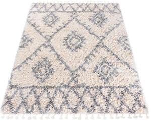 Kremowy dywan shaggy w azteckie wzory - Nikari 3X