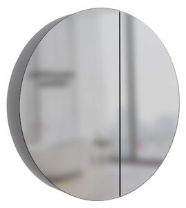 Szafka ?azienkowa z lustrem z o?wietleniem TALOS okr?g?a Ø 60 cm - szafka ?azienkowa z lustrem z wysokiej jako?ci aluminiowym korpusem - z dwiema pó?kami szklanymi