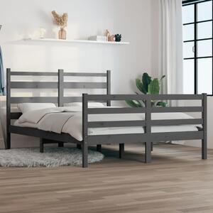Rama łóżka, lite drewno sosnowe, 160 x 200 cm, szara