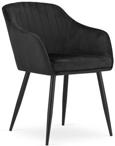 Czarne welurowe krzesło tapicerowane - Puerto 3X