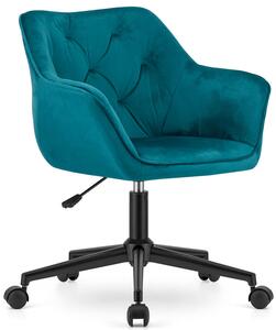 Zielony welurowy fotel biurowy obrotowy - Roco
