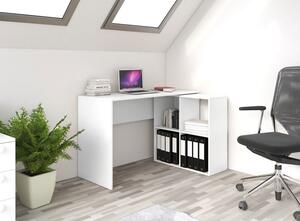 Białe biurko komputerowe narożne z regałem - Luvis 3X