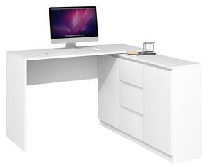 Białe biurko narożne z komodą - Luvis 4X