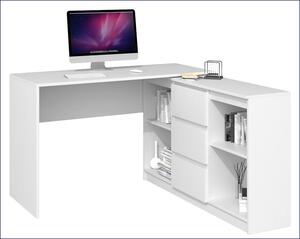 Białe biurko narożne z komodą - Luvis 4X