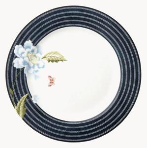 Komplet talerzy śniadaniowych z porcelany Midnight Candy Stripe, 4 elem