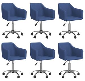 Obrotowe krzesła do jadalni, 6 szt., niebieskie, tkanina