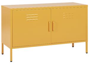 Nowoczesna szafka stalowa dwudrzwiowa żółta Uria Beliani