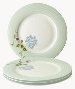 Komplet talerzy z porcelany Mint Candy Stripe, 4 elem