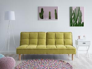 Trzyosobowa sofa rozkładana pikowana jasnozielona styl skandynawski Siljan Beliani