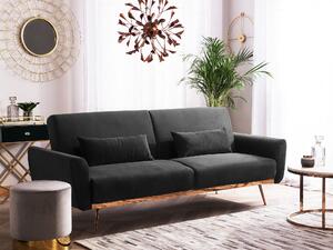 Sofa rozkładana 3-osobowa retro kanapa z funkcją spania welurowa czarna Eina Beliani