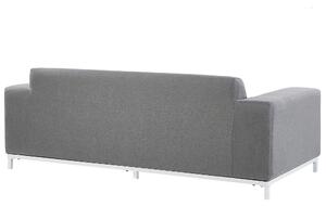 Sofa ogrodowa tapicerowana 3-osobowa odporna na UV szara białe nóżki Rovigo Beliani