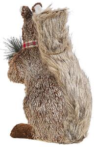 Figurka dekoracyjna świąteczny design wiewiórka sztuczne futro brązowa Impio Beliani