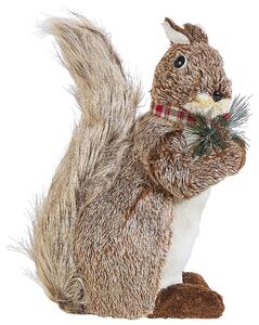 Figurka dekoracyjna świąteczny design wiewiórka sztuczne futro brązowa Impio Beliani