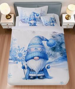 Pościel z mikrosatyny BLUE GNOME biała + poszewka na poduszkę 45 x 45 cm gratis Rozmiar pościeli: 70 x 90 cm | 140 x 200 cm