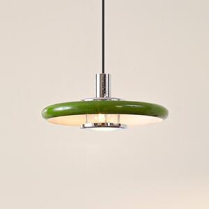 Lindby lampa wisząca Branford, retro, Ø 35 cm, zielona, metal