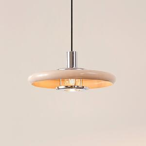 Lindby Lampa wisząca Branford, retro, Ø 35 cm, beżowa, metal