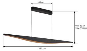 Lucande Lampa wisząca LED Clavit, czarna, 140 cm, CCT