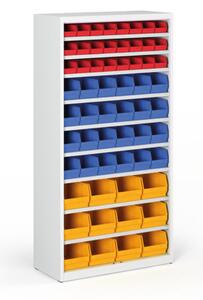 Regał z plastikowymi pojemnikami BASIC - 1800 x 400 x 920 mm, 24xA,24xB,12xC
