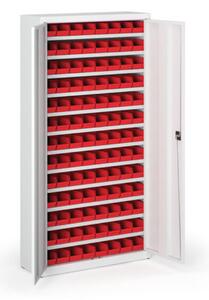 Szafa z plastikowymi pojemnikami BASIC - 1800 x 400 x 920 mm, 104x A, szary