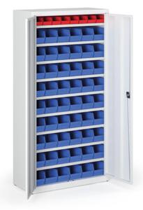 Szafa z plastikowymi pojemnikami BASIC - 1800 x 400 x 920 mm, 8x A, 54x B. szary