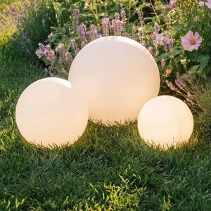Lampy solarne LED Lindby Lago, zestaw 3, kule, szpikulec, biały Lago, biały / opal, tworzywo sztuczne, nowoczesny